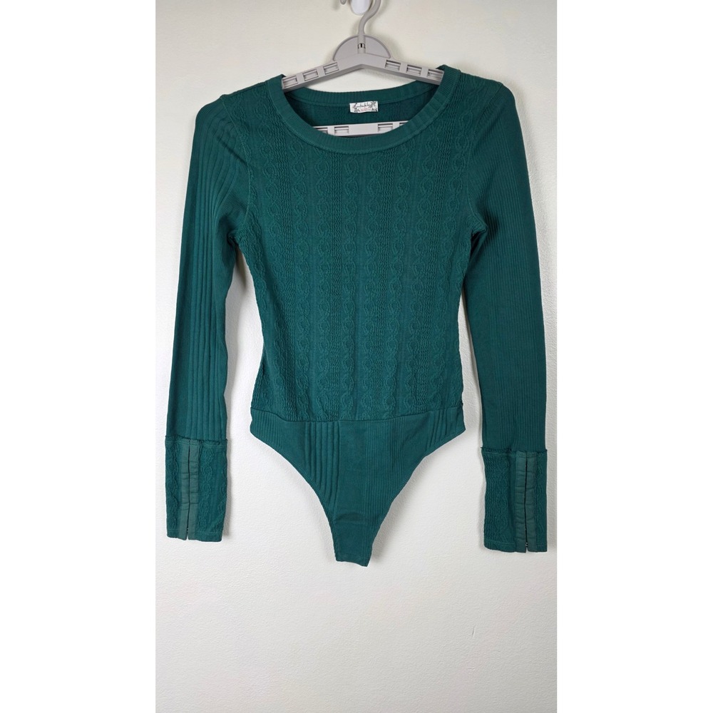 Long Sleeve Green Ribbed Bodysuit